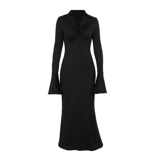 Sexy slim fit twisted V-neck dress for women